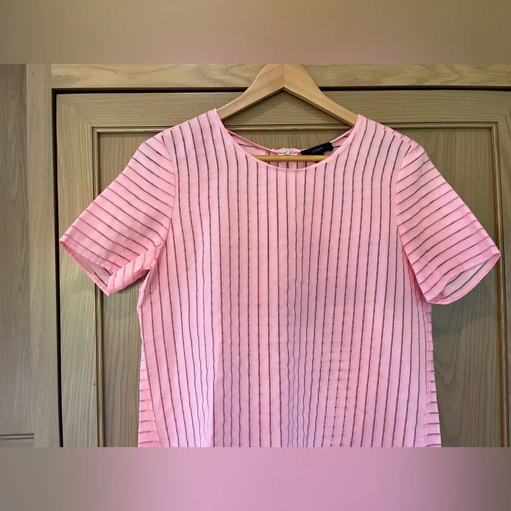 J. Crew Pink Striped Short-Sleeve Top